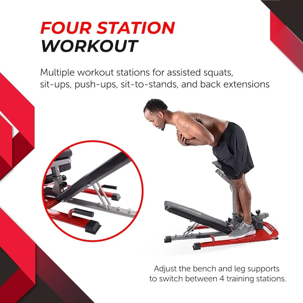 X 4-in-1 Fitness Bench Adjustable Weight and Foldable Exercise Bench/Roman Chair with Smart Workout App Up to 250 lbs Weight Limit