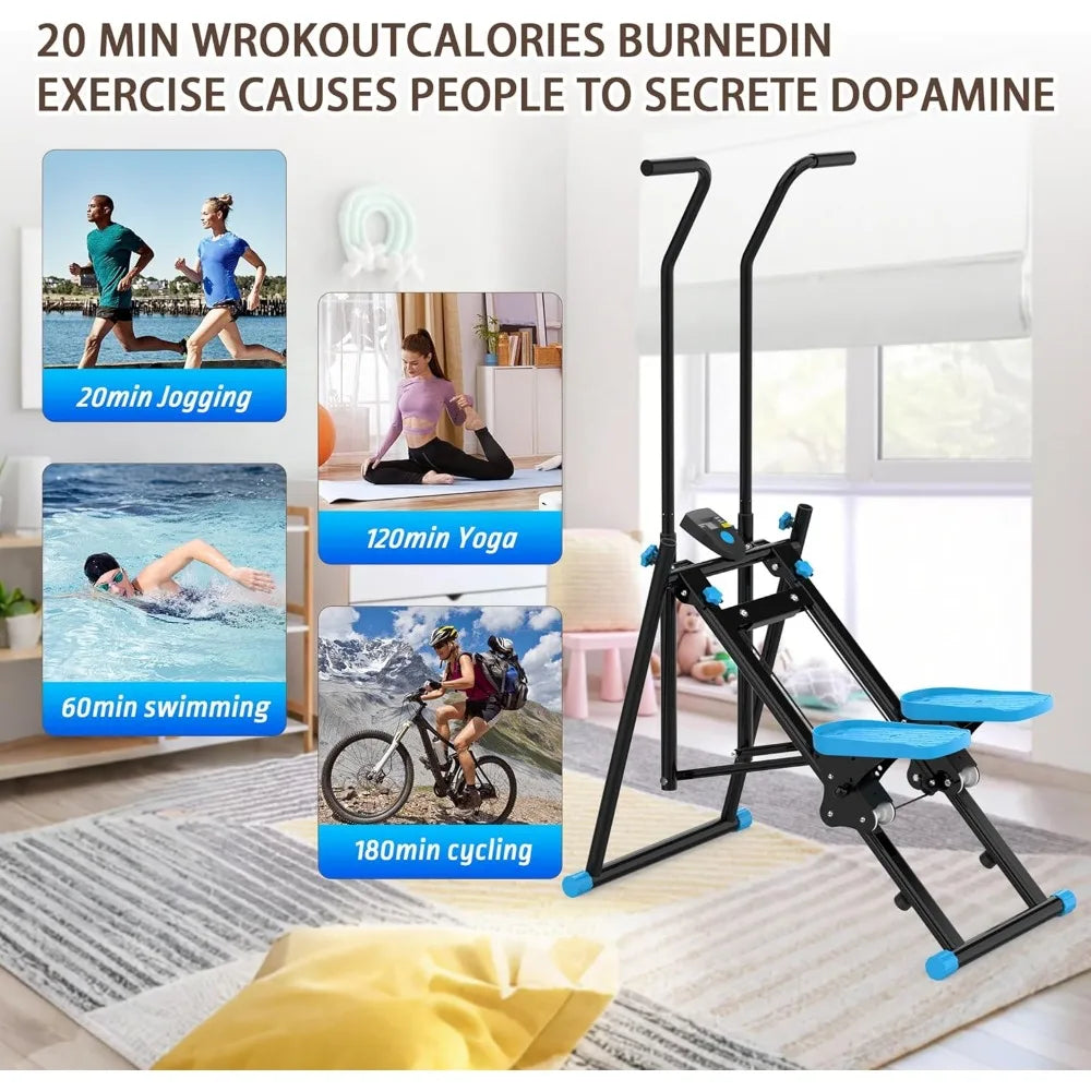 Compact Vertical Climber for Home Fitness Foldable/Stair Stepper for Total Body Cardio Workout