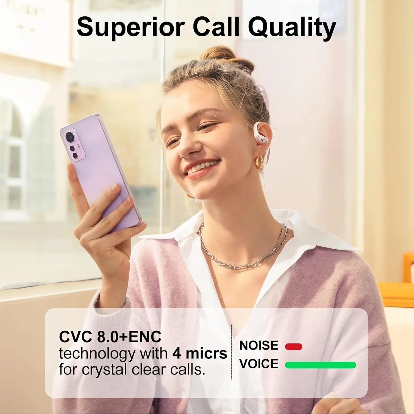 GREATWALL   New Ear-hook Wireless Bluetooth 5.3 Headphones/ENC Noise Reduction HiFi Stereo Sports Earbuds