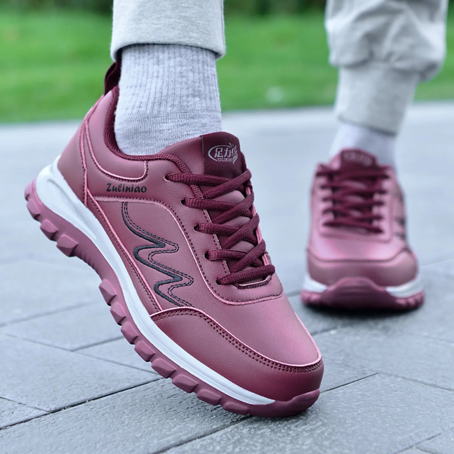 Fashion Autumn Women Sports Shoes Flat Non Slip Waterproof Lace Up/Simple Texture Design Casual Style Breathable Sports Sneakers