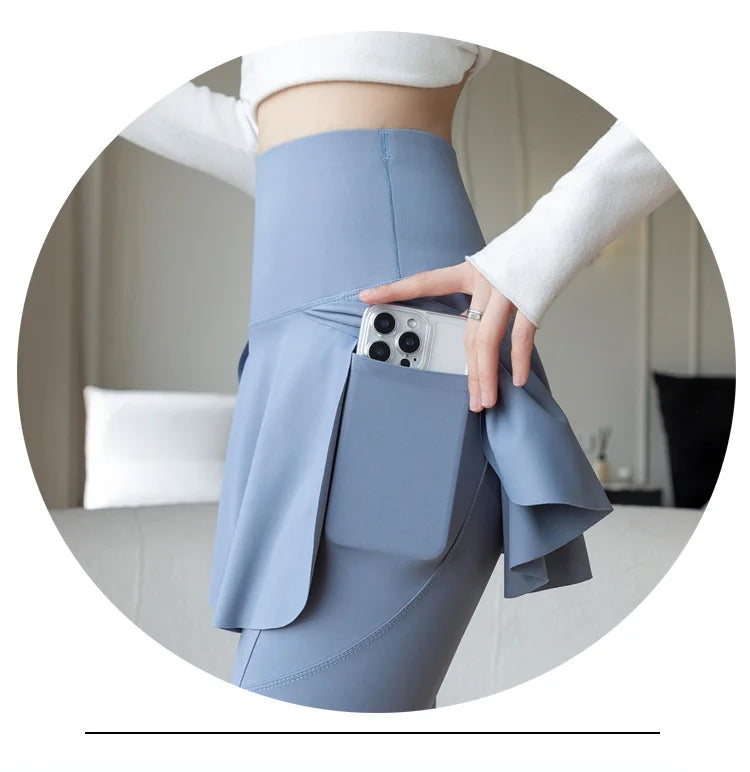 Women Fake Two Pieces Leggings Seamless Fitness Leggings High Waist/with Pocket Elastic Slim Fashion Hip Lifting Yoga Pants