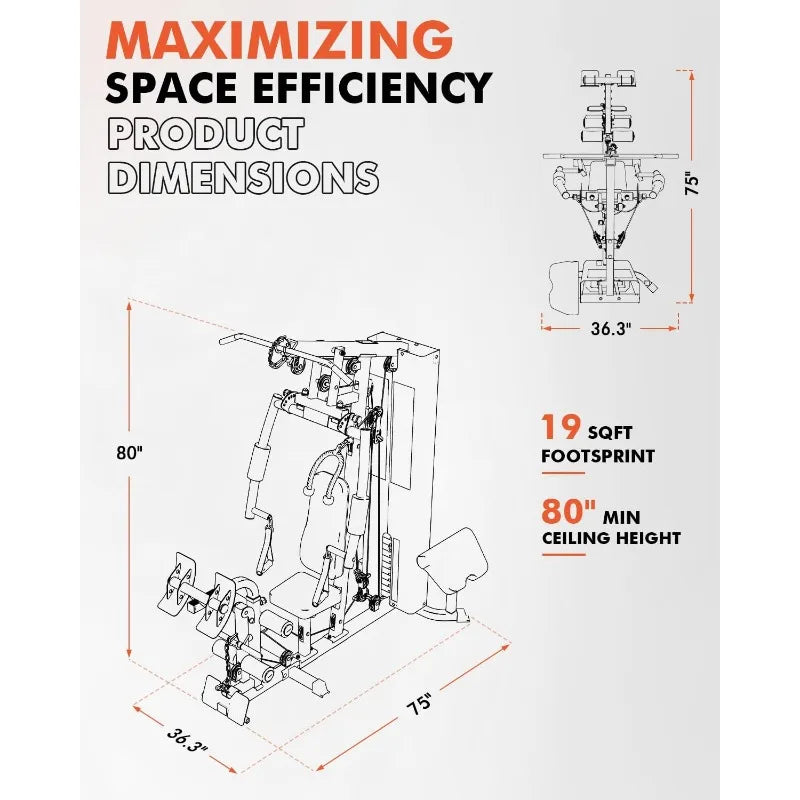 Mikolo Home Gym Workout Station with 150LBS Weight Stack/Multifunctional Home Gym Equipment