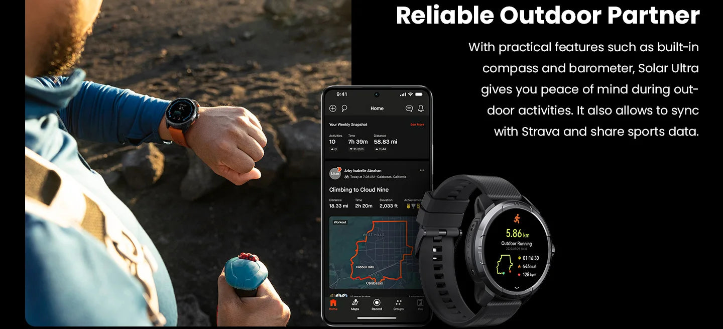 HAYLOU Solar Ultra GPS Smart Watch 1.6” AMOLED Display 60Hz Refresh Rate/Bluetooth Calls 5ATM Water Resistance Sports Smartwatch