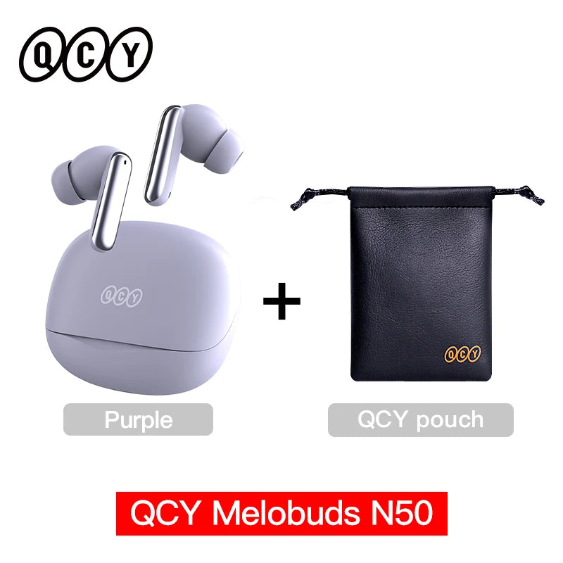 QCY Melobuds N50 ANC Bluetooth 5.4 Wireless Earphones Active Noise Cancellation/6 Mics Clear Call Earbuds Multipoint Connection