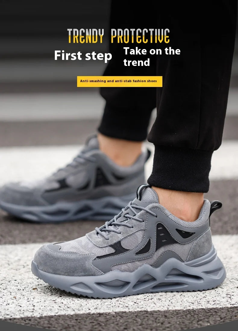 Men's Comfortable Soft-Soled Smash/and Puncture Resistant Work Shoes