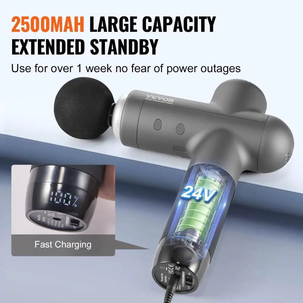 Deep Tissue Massage for athletes 8 Levels/6 Massage Heads, 24V 2500mAh