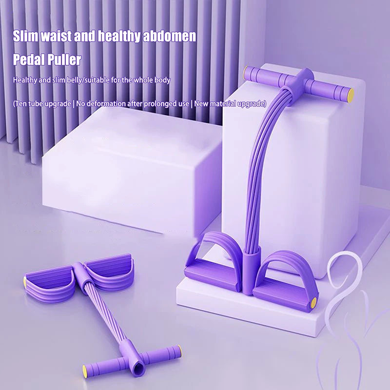 10-Tube Yoga Pedal Puller Woman Resistance Bands Abdomen/Waist Arm Training Elastic Pull Rope Fitness Equipment