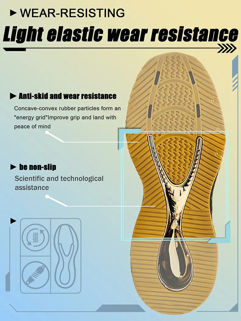 Men's air cushioned road running shoes, breathable weaving lightweight/and fashionable walking sports shoes, gold and silver