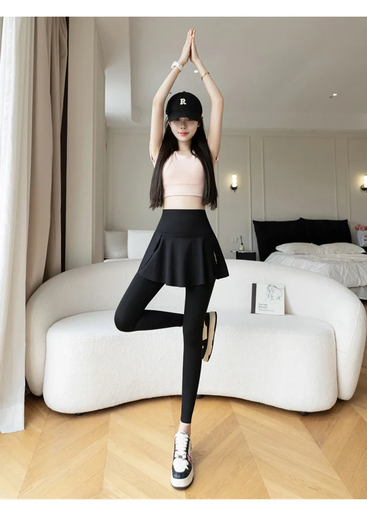 Women Fake Two Pieces Leggings Seamless Fitness Leggings High Waist/with Pocket Elastic Slim Fashion Hip Lifting Yoga Pants