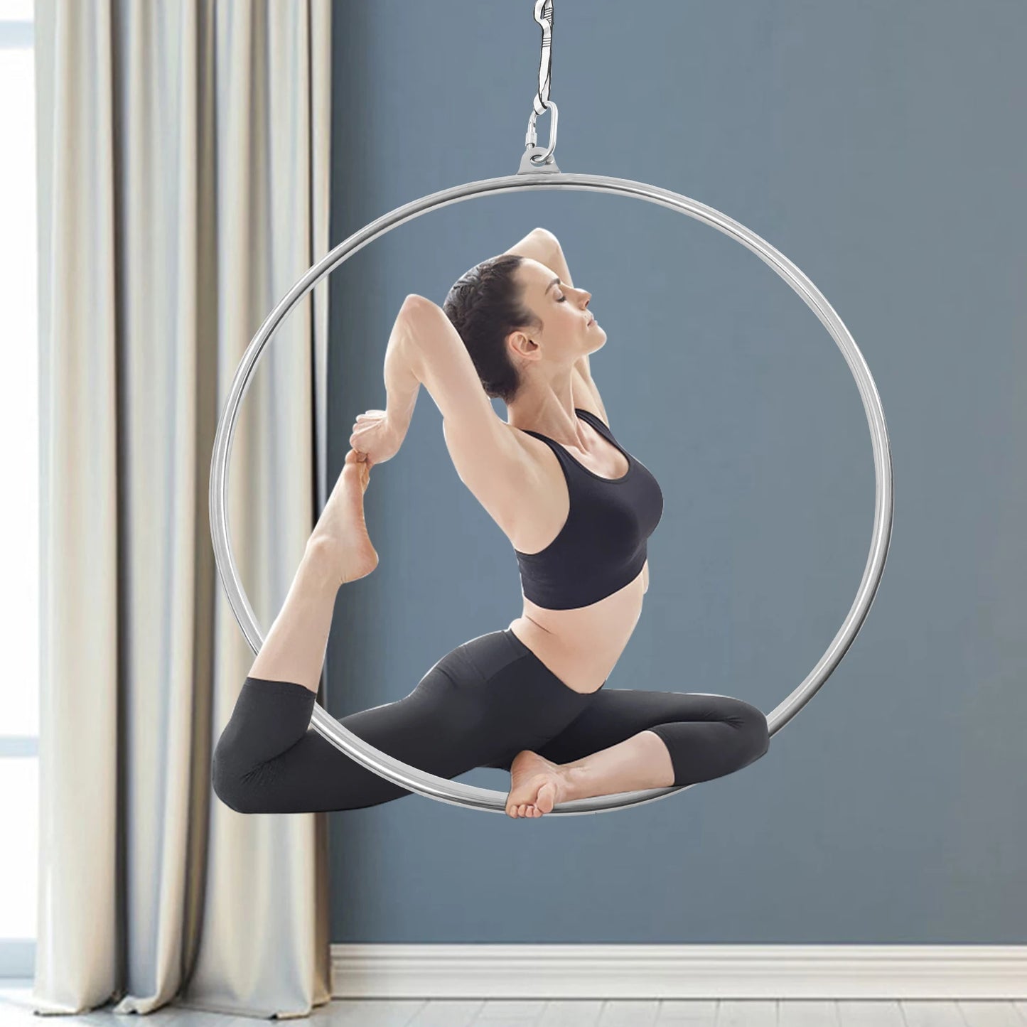 90cm Professional Aerial Hoop Dancing Circus Ring Set/Single Point Circus Aerial Equipment Yoga Hoop