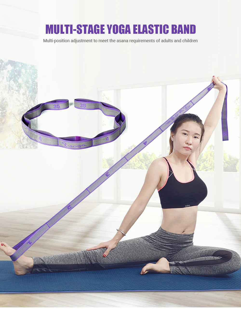 Multi-Section Elastic Yoga Resistance Bands Adult Child Dance Training/Gym Home Pilates Exercise Pull Strap Belt Fitness Sport