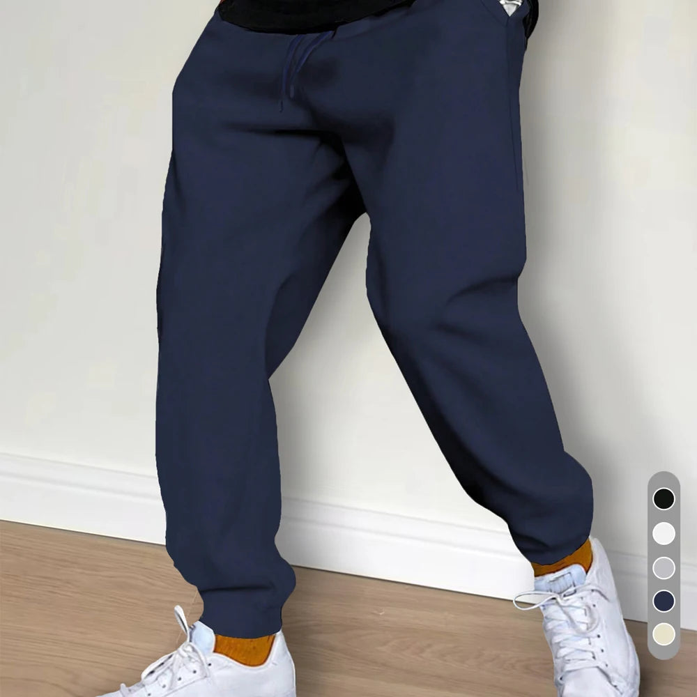 Men's Casual Pants Autumn Winter Fleece Sweatpants Men Running Jogger Sports/Gym Trousers Fashion Solid Color Workout Long Pants