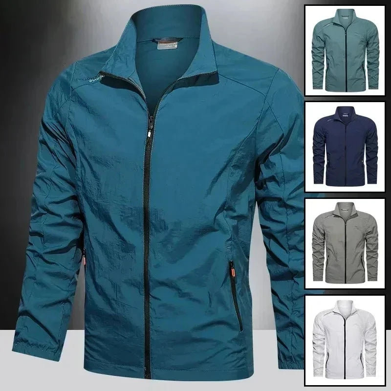 UPF100+ Men Summer Windbreaker Zip Pockets Uv Sun Protection Jackets/Breathable Ultra-light Clothes Outdoor Skin Thin Coats