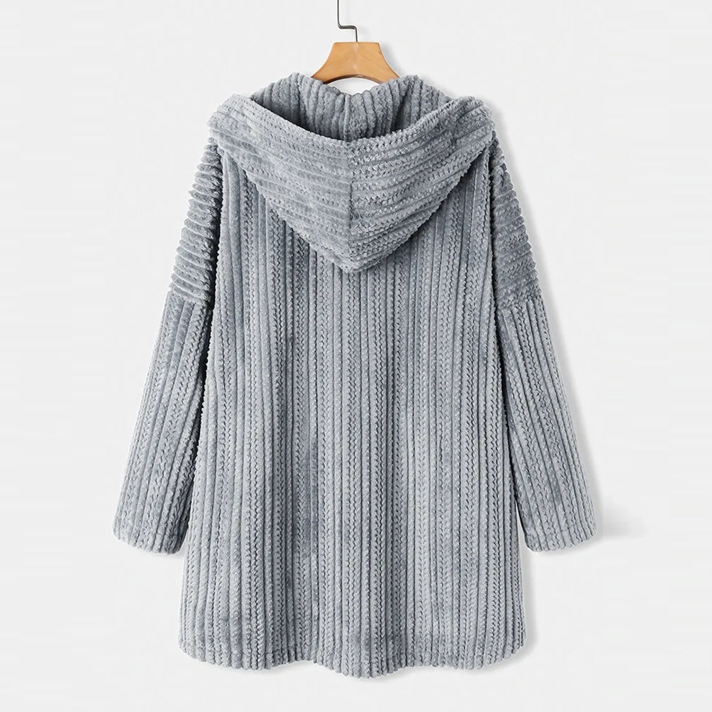New Women Winter Hooded Cardigan Fleece Coats Long Sleeve Solid Teddy Bear Jacket Single Breasted Outerwear Coat With Pocket