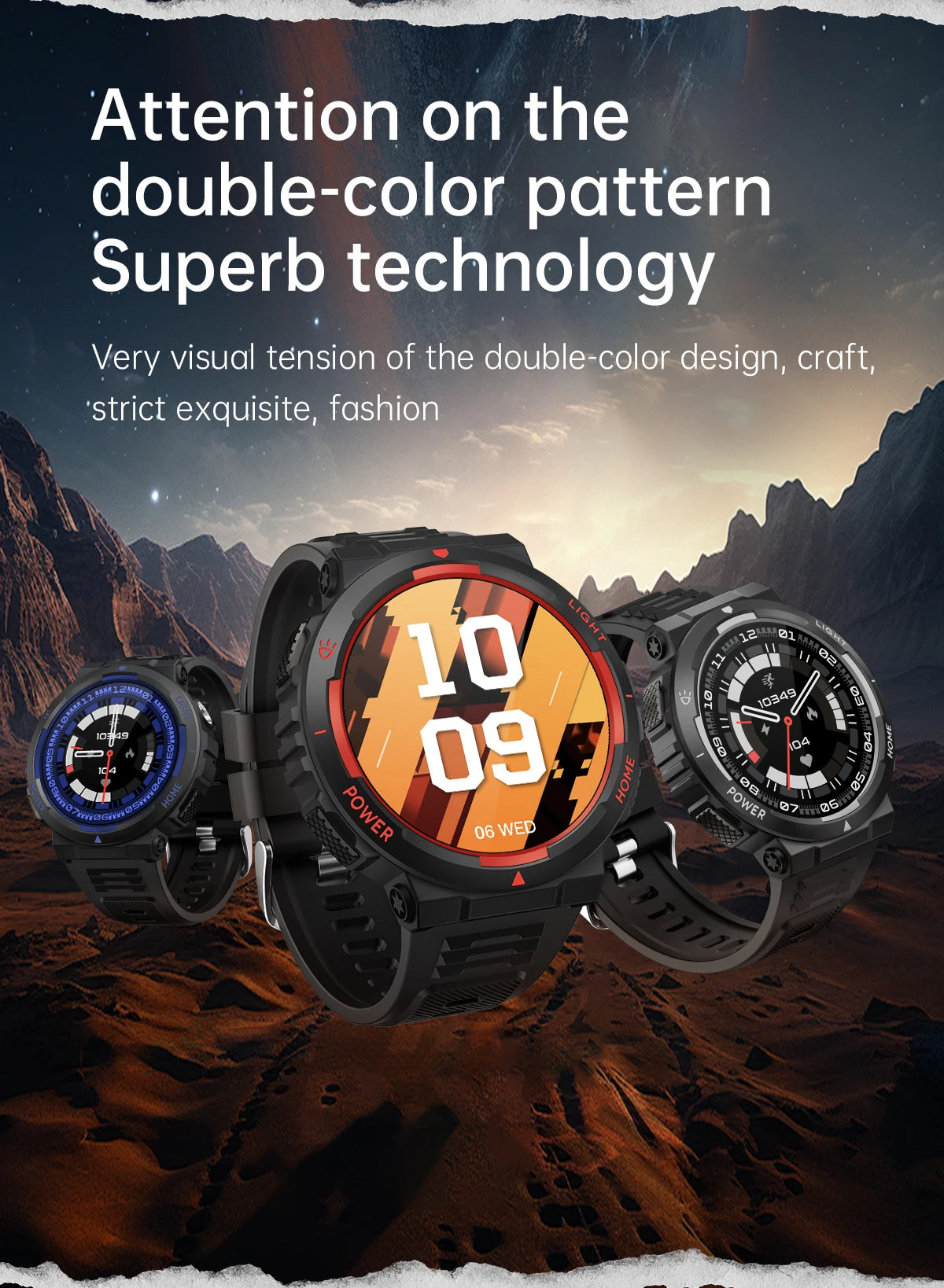 EIGIIS New Smart Watch 3ATM Waterproof/1.53" KT75 Outdoor Sports With LED Flashlight Health Monitoring Bluetooth Call