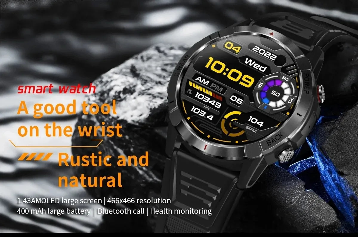 Smart Watch 1.43'' AMOLED Screen BT Calling Sport Smartwatch/Heart Rate Monitoring 400amh Men Exercise Wristband