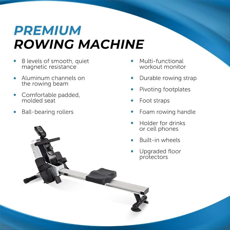 Magnetic Rower Rower Machine with Smart Workout App Rowing Machine/with Magnetic Resistance for Home Gym Fitness Up to 250 lbs
