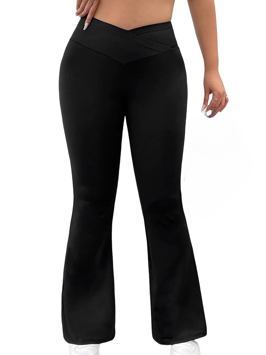Women Plus Size High Waist Wide Leg Palazzo Pants Solid Color/Loose Fit Casual Long Trousers with Pockets