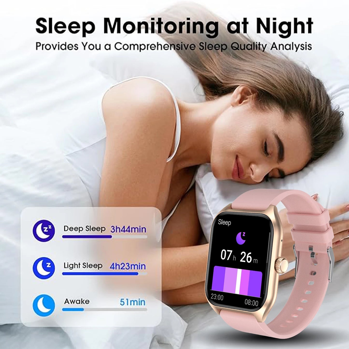 AI Voice Assistant Smart Watch for Men Women, 1.96'' HD Screen Activity/Trackers with 100+Sports/ Sleep/ Heart Rate Monitor