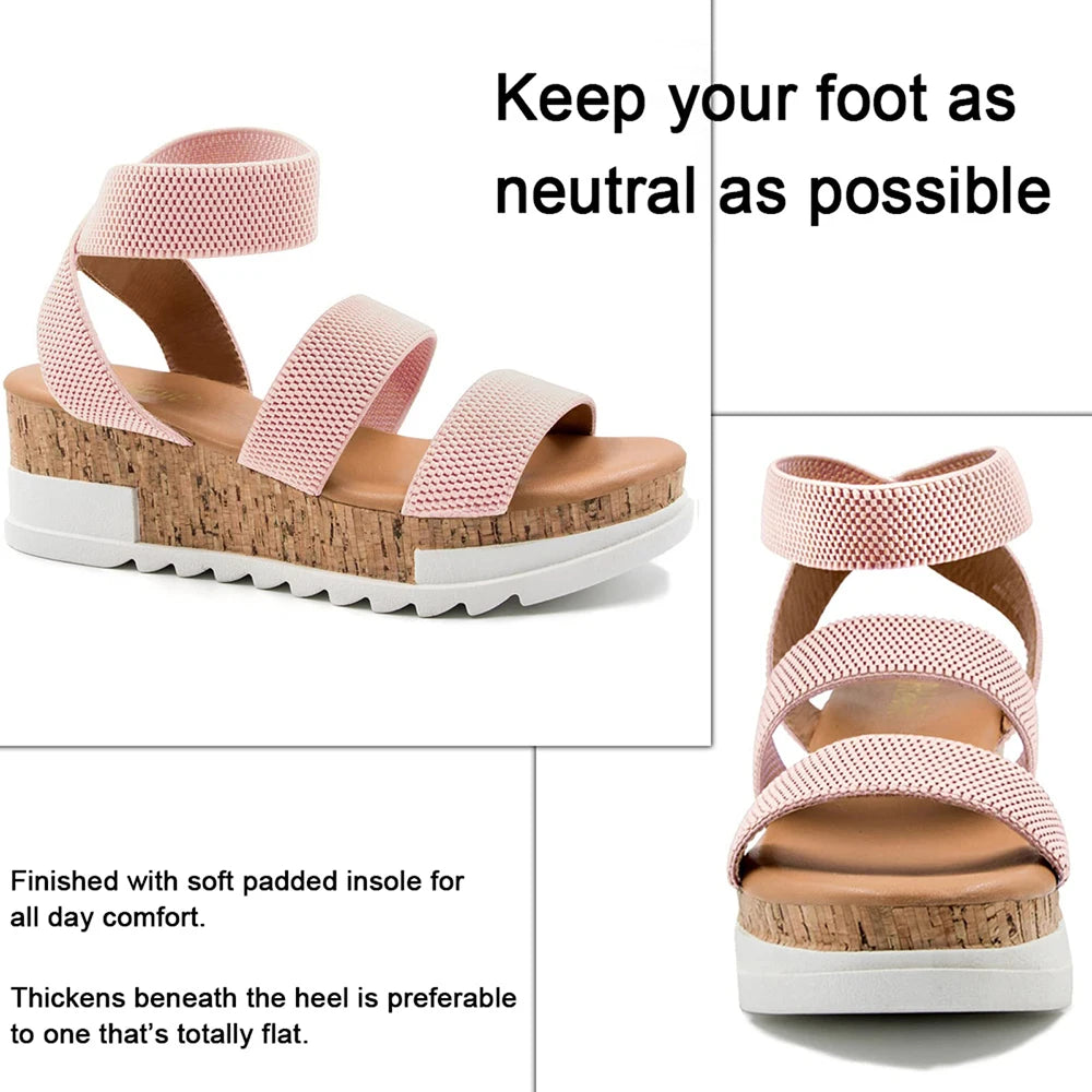 Summer Women's Sandals Platform Casual Wedge Shoes/Cork Elastics Strap Fashion Sandals
