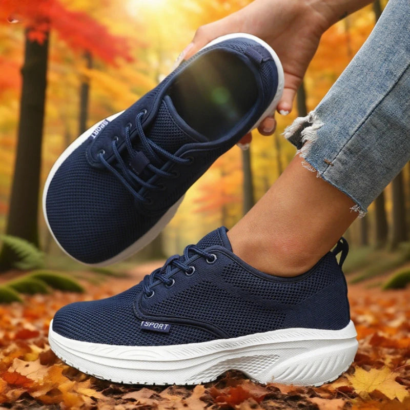 Women's Platform Wide Toe Shoes Big Toe Friendly Workout Footwear/Sustainable Memory Foam Insole Sneakers Breathable Travel Shoe