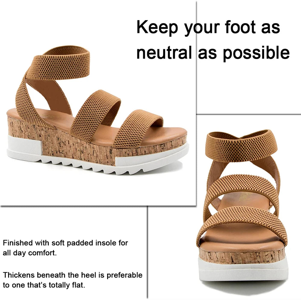 Summer Women's Sandals Platform Casual Wedge Shoes/Cork Elastics Strap Fashion Sandals
