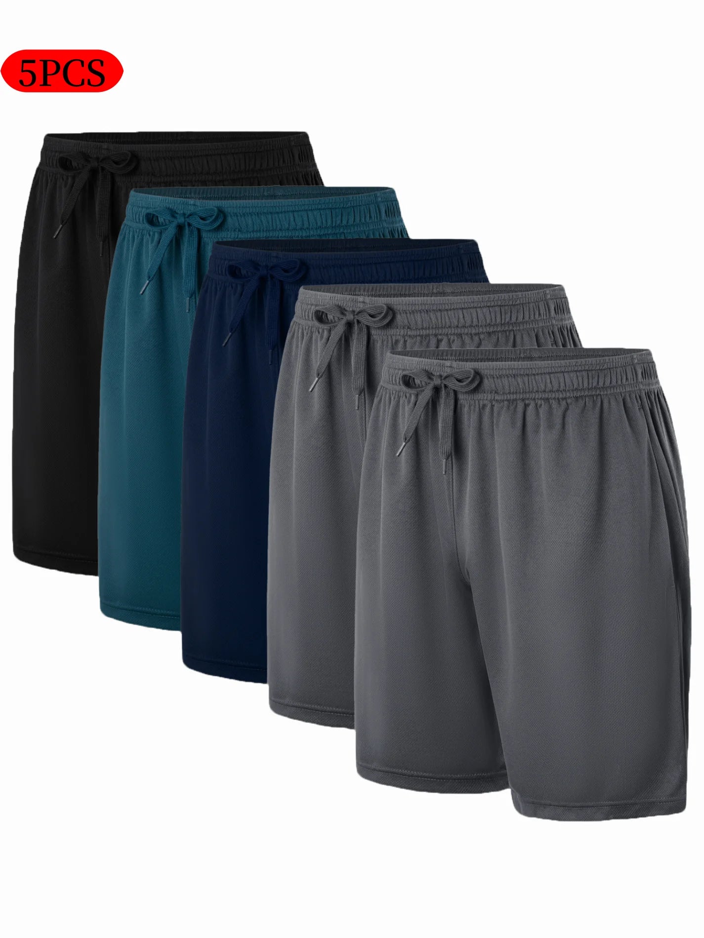 5-piece men's casual shorts with drawstring waistband/breathable fabric, available in multiple colors ideal choice for summer