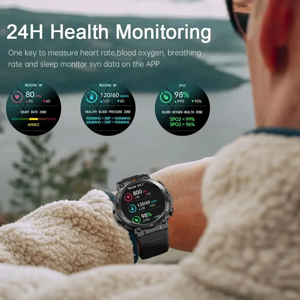 SENBONO Men's Smart Watch Big Screen Bluetooth Call 400mAh Military/Outdoor Sports Fitness Tracker Smartwatch Men Women K56