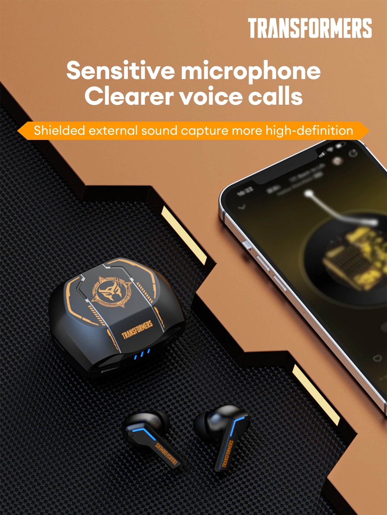 Ship From US Transformers TF-T06 Bluetooth Earphones Gaming Headset/Low Latency with Mic Headphones HD Call Wireless Earbuds