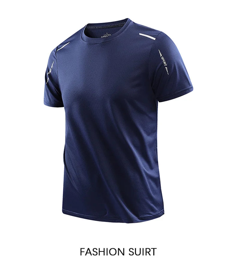 CHRLCK Men's Running Quick Drying T-shirts Breathable Hiking/Fishing Tees Soft Elasticity Outdoor Sports Short Shirt Summer