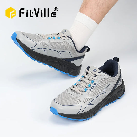 FitVille Extra Wide Trail Running Shoes Non-Slip Men's Sneakers/Lightweight for Male Swollen Feet Arch Support Pain Relief