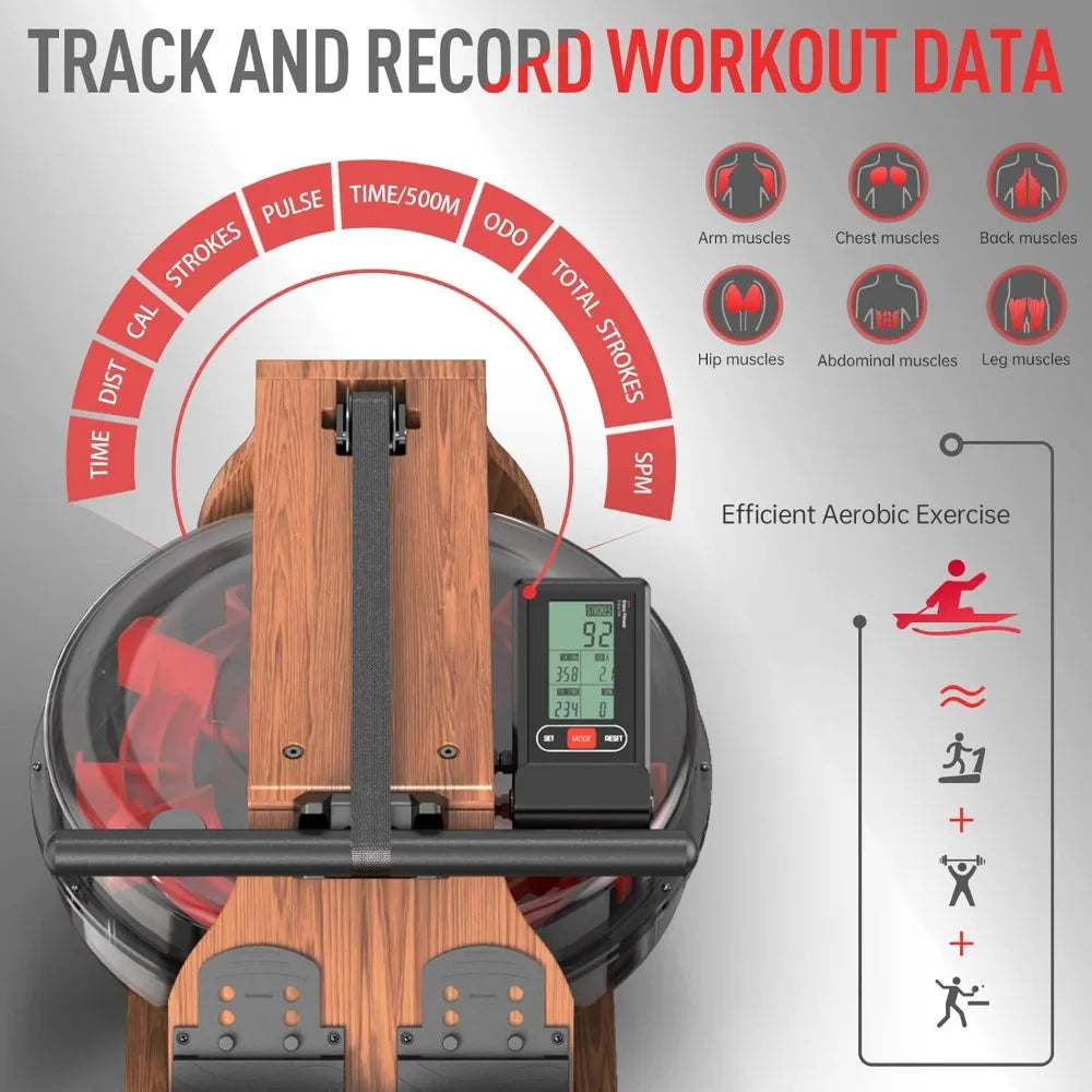 Home Use Foldable Rowing Machine with Bluetooth Monitor and Tablet Holder/JOROTO Water Rowing Exercise Equipment