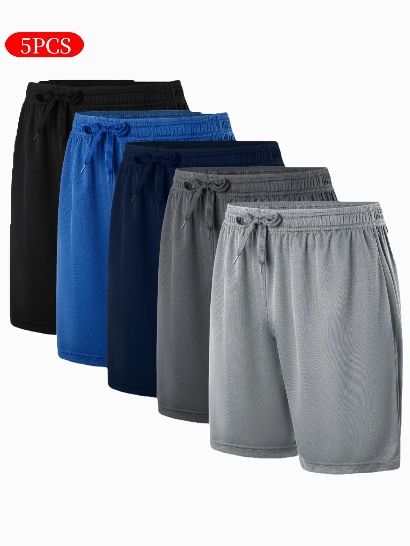 5-piece men's casual shorts with drawstring waistband/breathable fabric, available in multiple colors ideal choice for summer