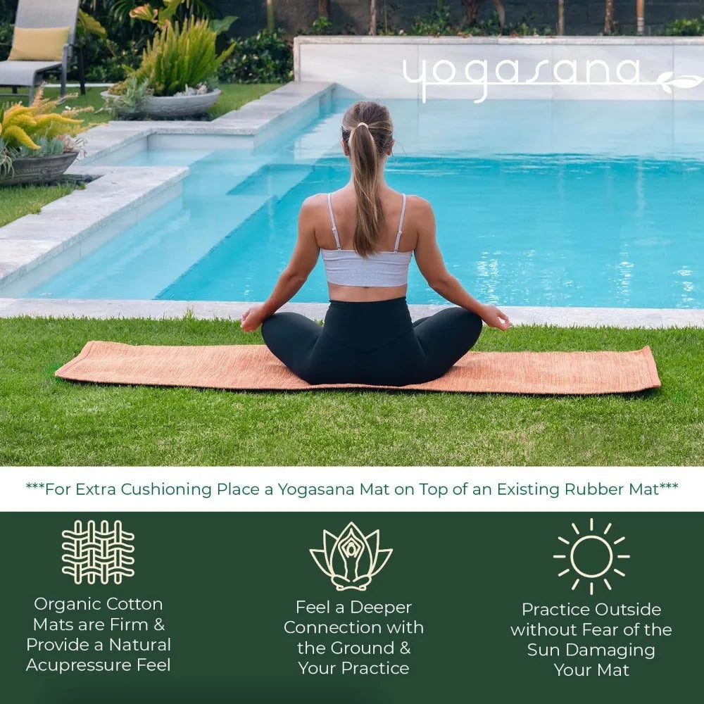 Yogasana Organic Cotton Yoga Mat Non Slip Hand-Woven Foldable Yoga Mat/Provides Excellent Comfort, Traction & Support