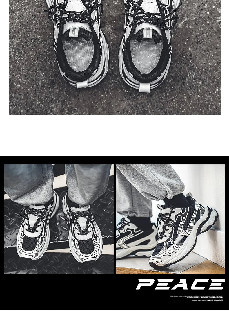 Fashion Retro Men's Shoes Design Sports Running Shoes for Men/Unique Design Sneakers Casual Trendy Thick Soled Shoes