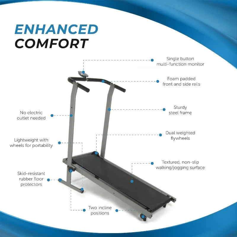 Stamina Inmotion T900 Manual Treadmill Foldable Fitness Treadmill/with Smart Workout App Non-Motorized Treadmill