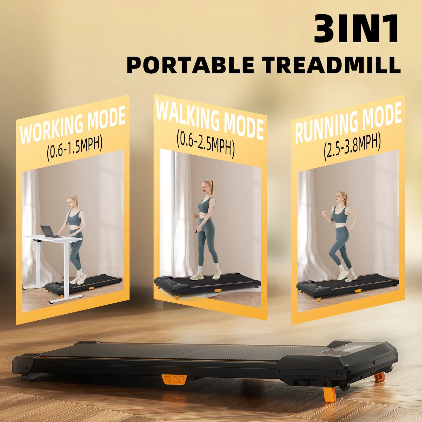 Under Desk Treadmill, Incline Walking Pad Treadmill 330lbs Capacity/2.5HP Portable Treadmills for Home Compact Treadmill Mini