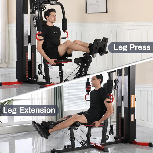Workout Equipment with Leg Press, Exercise Equipment for Home/with Pulley System, Home Gym Equipment for Full Body