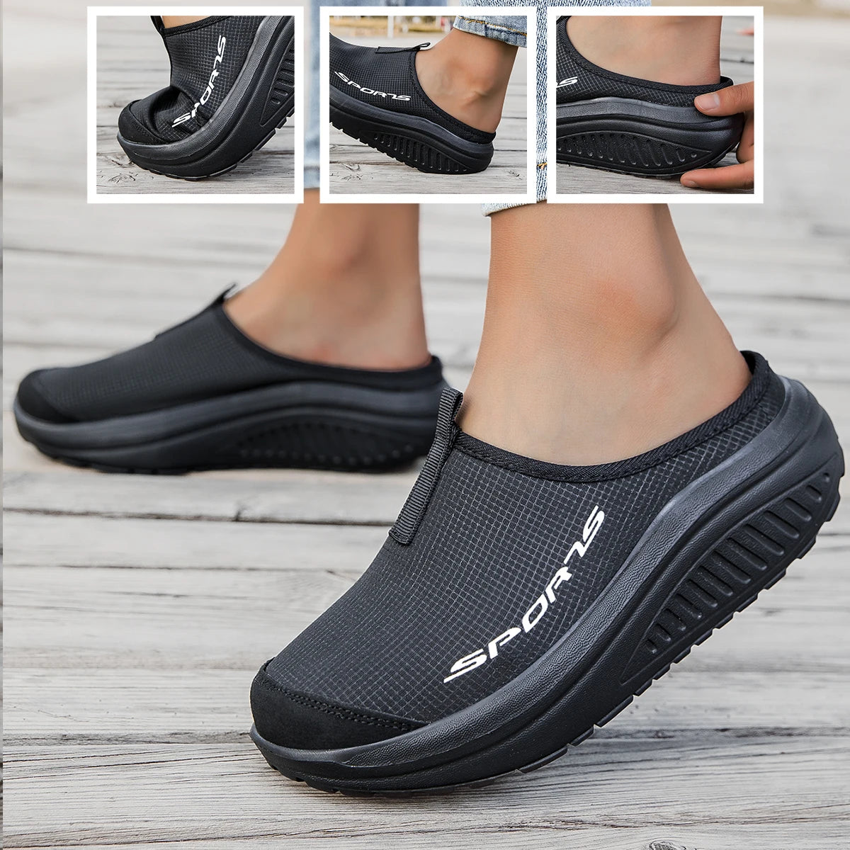 Summer women's one foot sports shoes breathable/thin mesh lazy shoes toe cap half drag sandals women's style