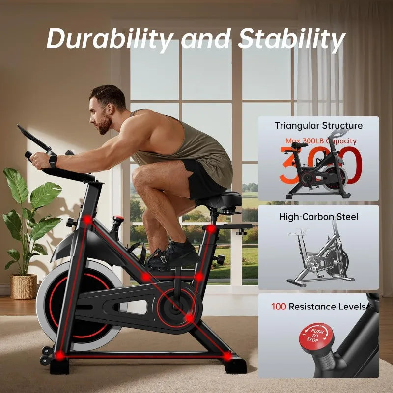 CURSOR FITNESS Exercise Bike, Stationary Bikes for Home/Indoor Cycling Spin Bike Workout Bike with Extra Comfort Seat