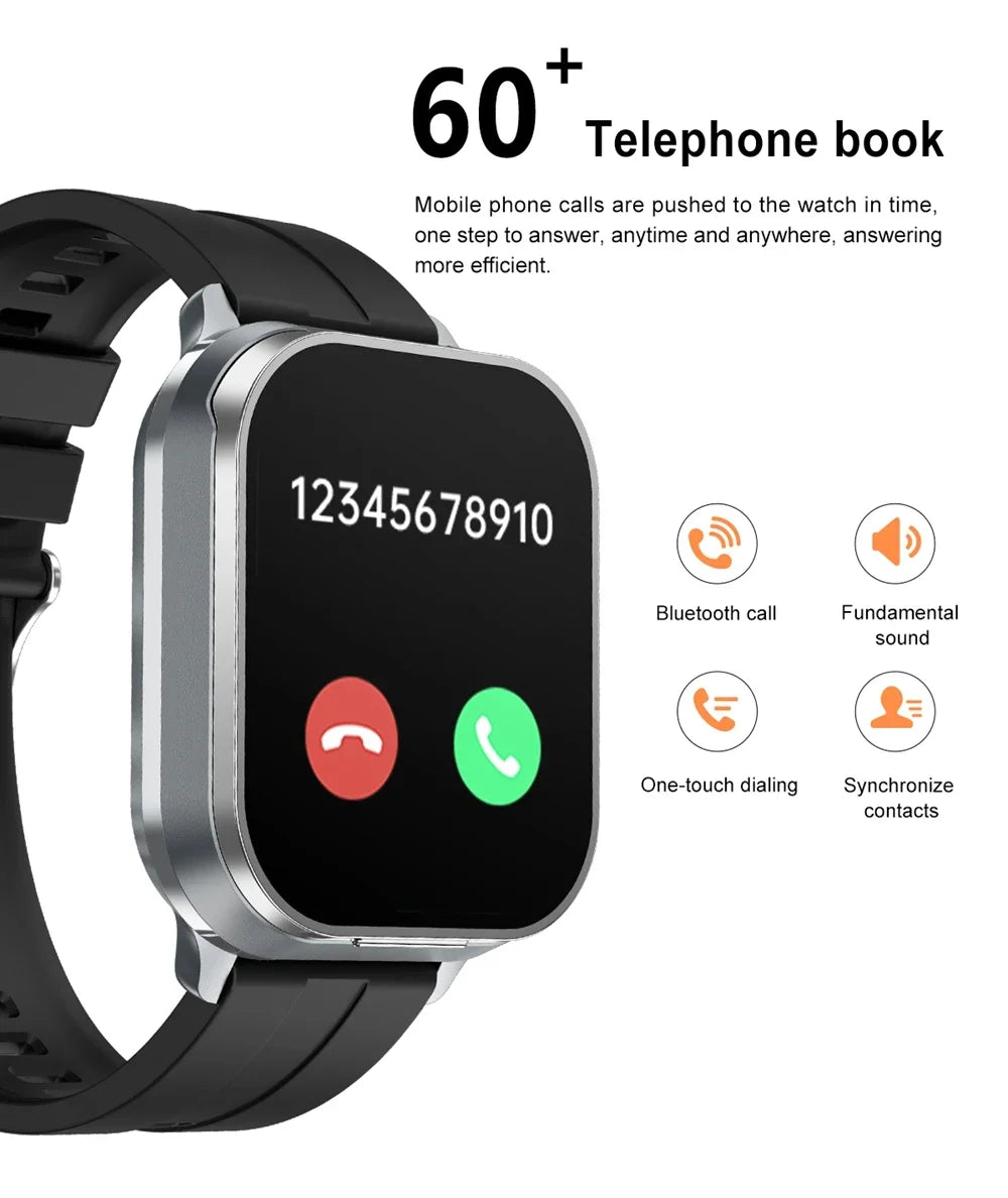 New 2-In-1 Smart Watch With Ear Buds For Men 2 Inch NFC Wireless Call/Fitness Music Control For Huawei Smartphone