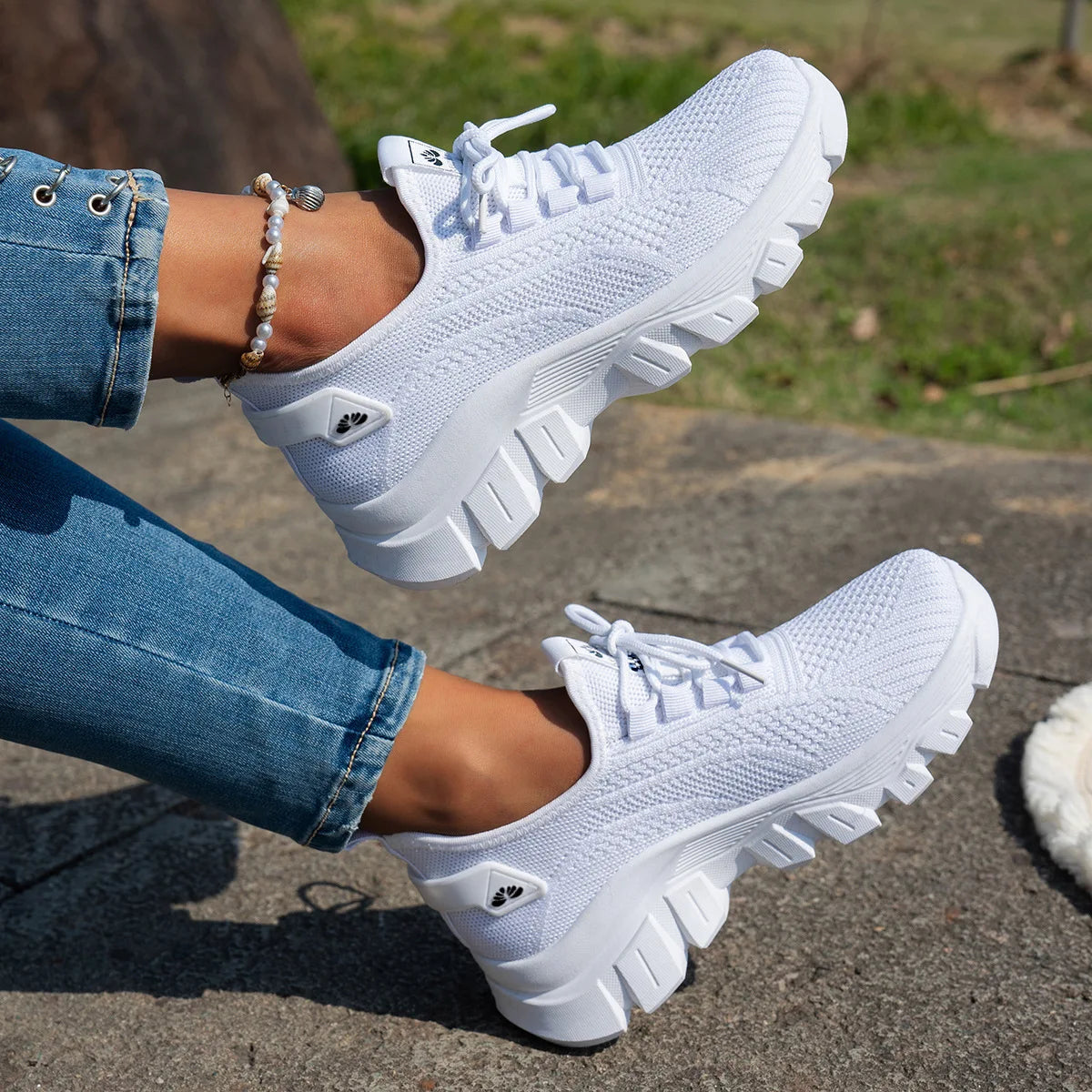 Women's Spring Knitted Shoes Lightweight Breathable Shoes/Plus Size Comfort Non-Slip Casual Flat Sole Slip-On