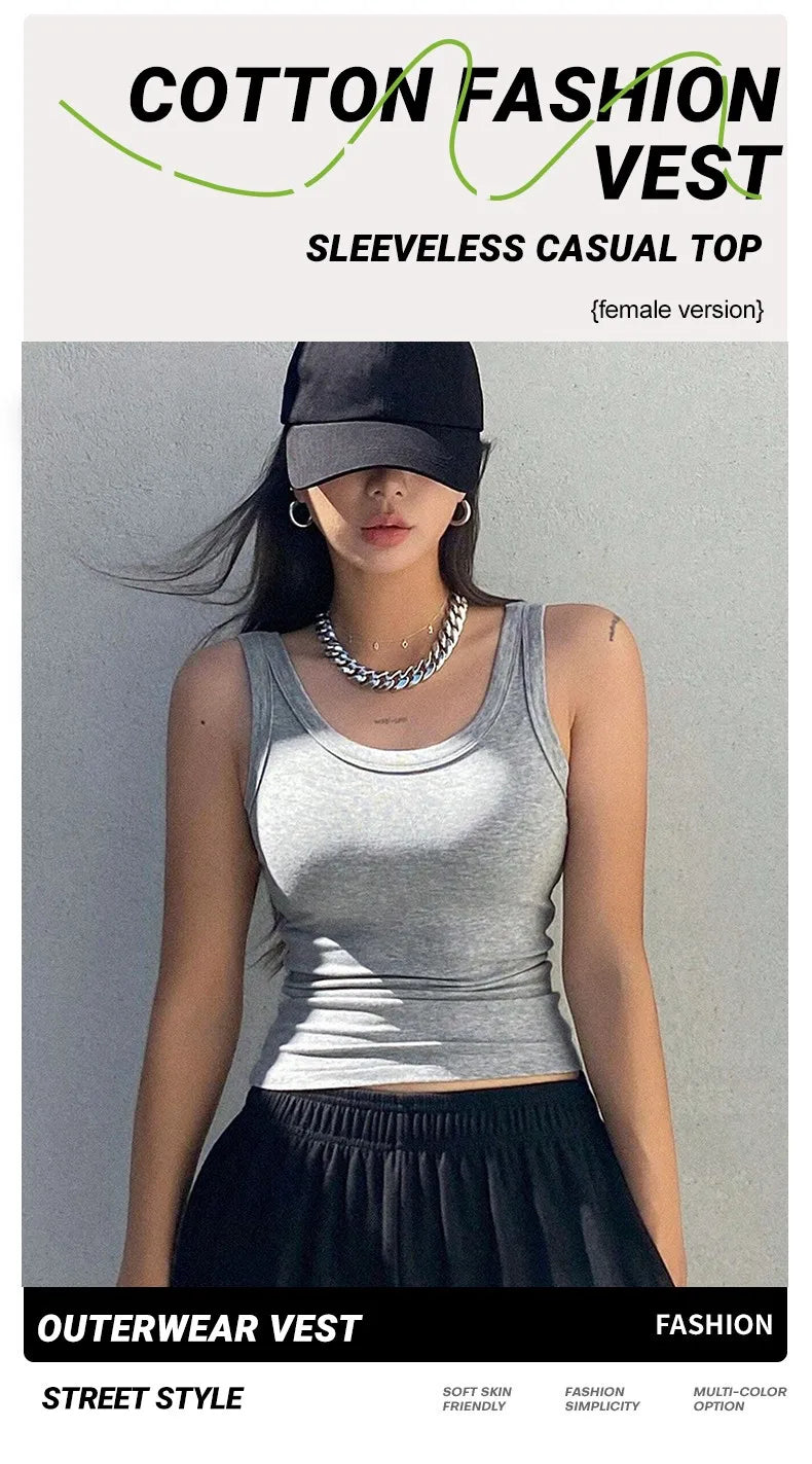 3PCS Set Cotton Camisole Vest Paired Summer Slim Fit Clothing/Simple Versatile Basic Top Breathable Women's Korean Style Tops