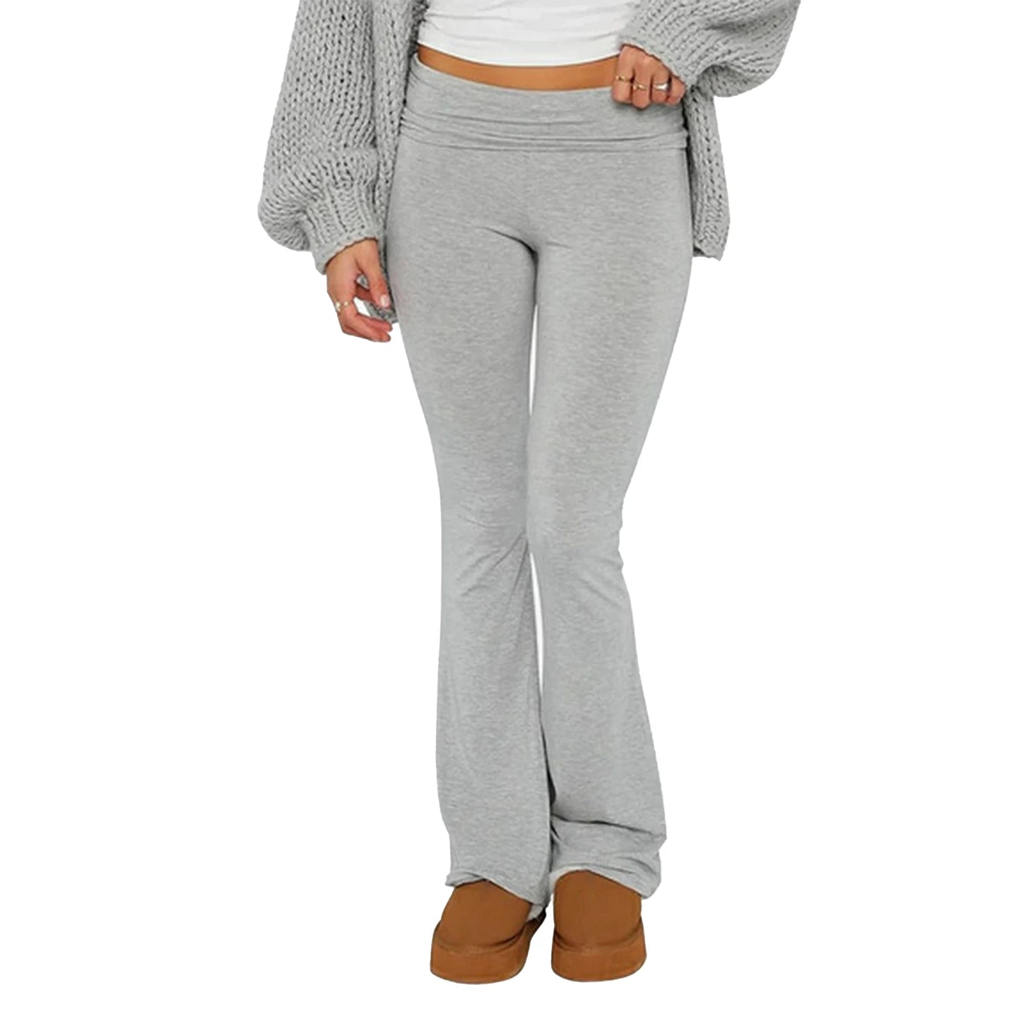 Women s Spring Summer Bell Bottom Pants/High Waisted Stretch Solid Color Flared Women Pants