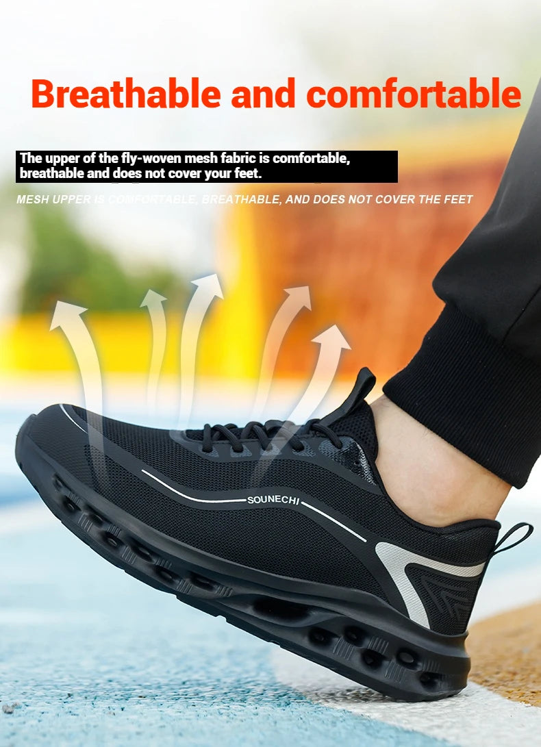 Men's Safety Shoes Anti-Impact Anti-Piercing Lightweight Work Shoes/Lightweight Breathable Sporty Design for Outdoor Work Shoes