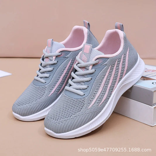 Women's Lightweight Running Shoes Summer Breathable Lace-Up/Gym Walking Training  Cushioned Sole Non Slip Fatigue Relief Casual