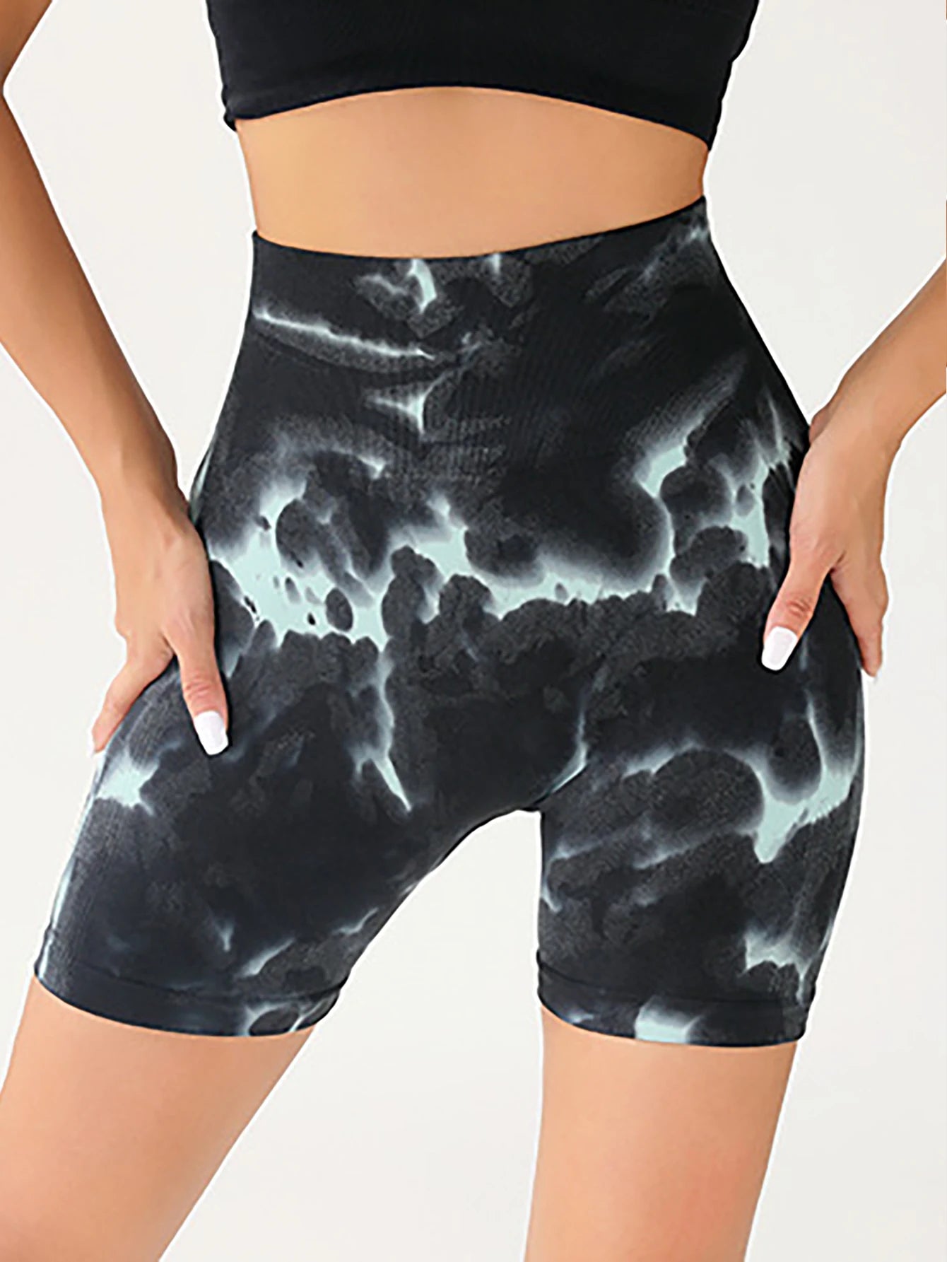 3 Pack Us Local Women's Tie-Dye Spring Summer Fitness Yoga Gym Shorts/Trendy Active Wear Shorts Wide band Waist