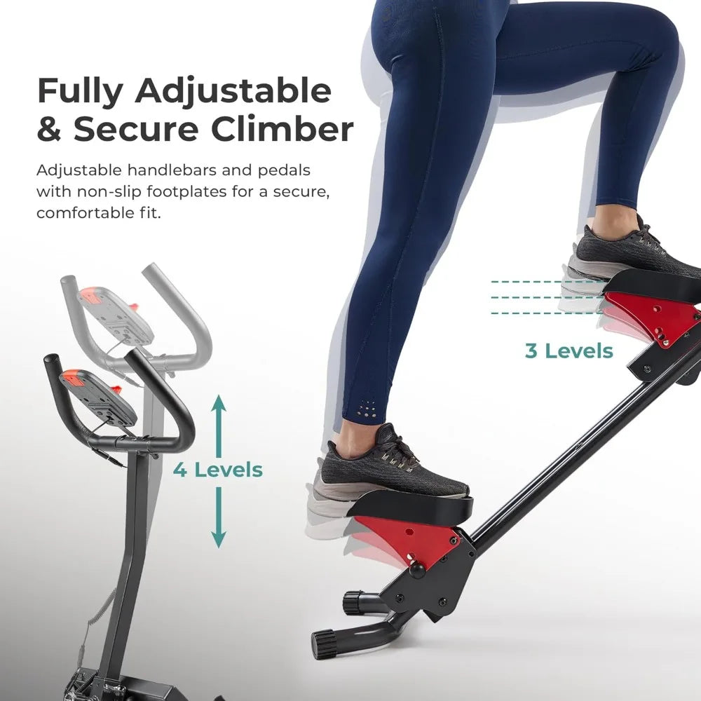 Handlebar Equipped Stair Stepper for Comprehensive Leg/Core and Glute Exercise Extended Step Range Climber Machine