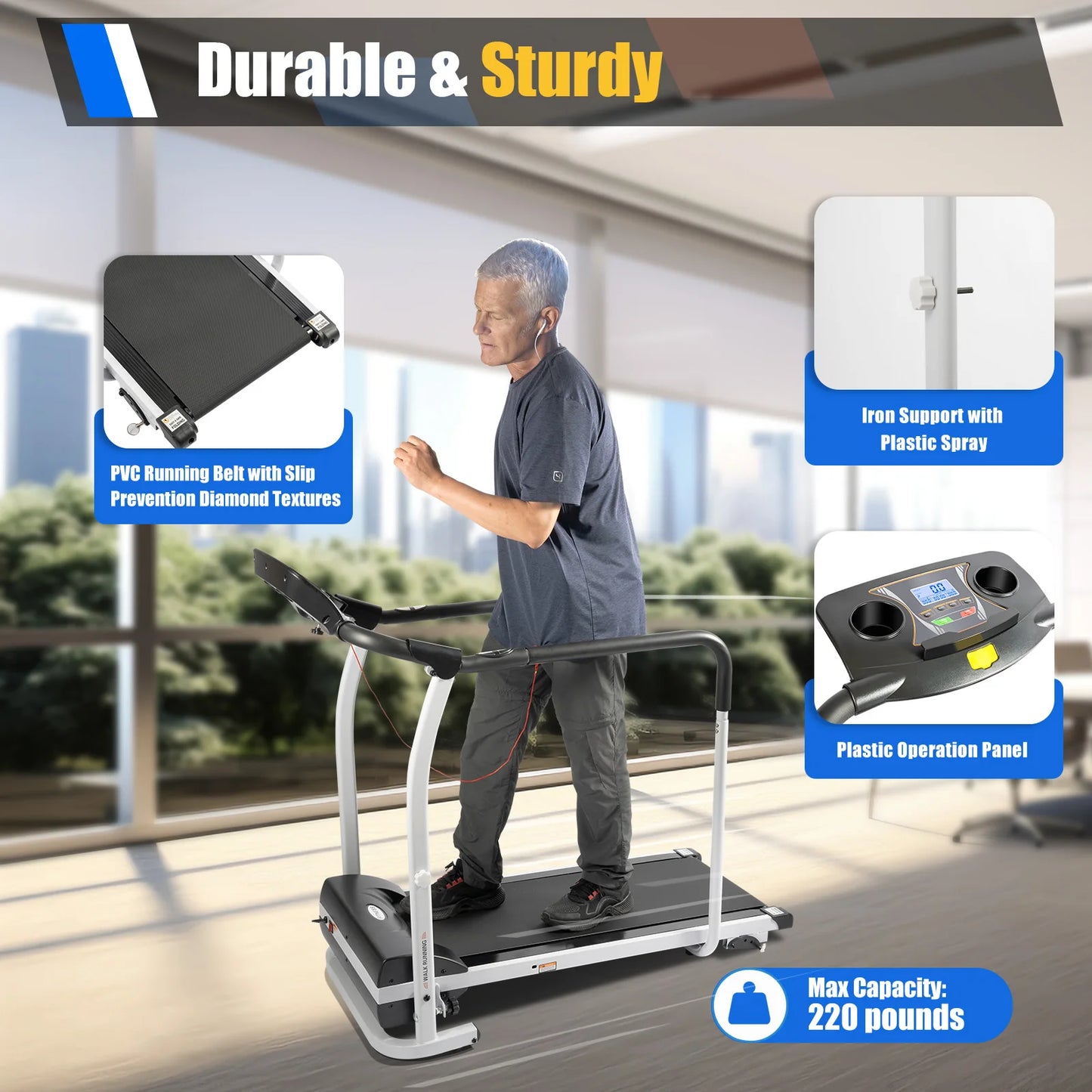 Foldable Treadmill Simple and Practical Walking Machine/Aerobic Exercise Equipment 118*60*105cm (unfold)