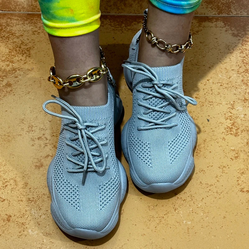 Women's Sneakers New Fashion Breathable Trainers Comfortable Sneakers/Women Mesh Fabric Lace Up Female Footwear Women Shoes